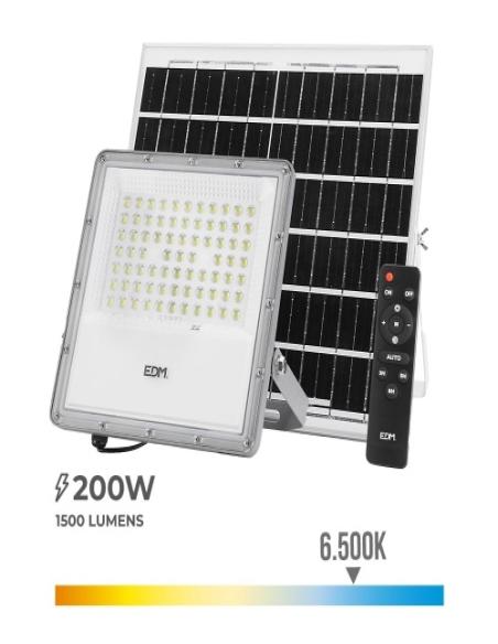 Foco Proyector Led Solar 200W. 1500Lm. 6.500K Foco Proyector Led Solar 200W. 1500Lm. 6.500K