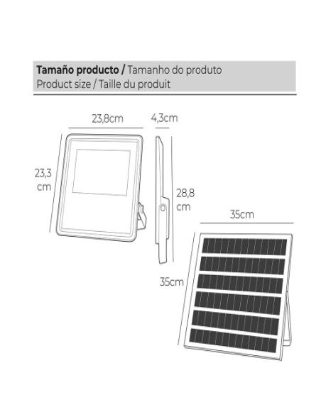 Foco Proyector Led Solar 200W. 1500Lm. 6.500K Foco Proyector Led Solar 200W. 1500Lm. 6.500K