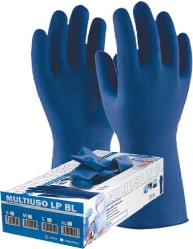 Guante látex desechable libre de polvo. Blue L